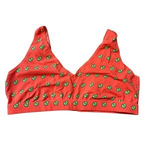 MeUndies Womens 3X Bralette Orange Avocado Print Organic Cotton Wireless